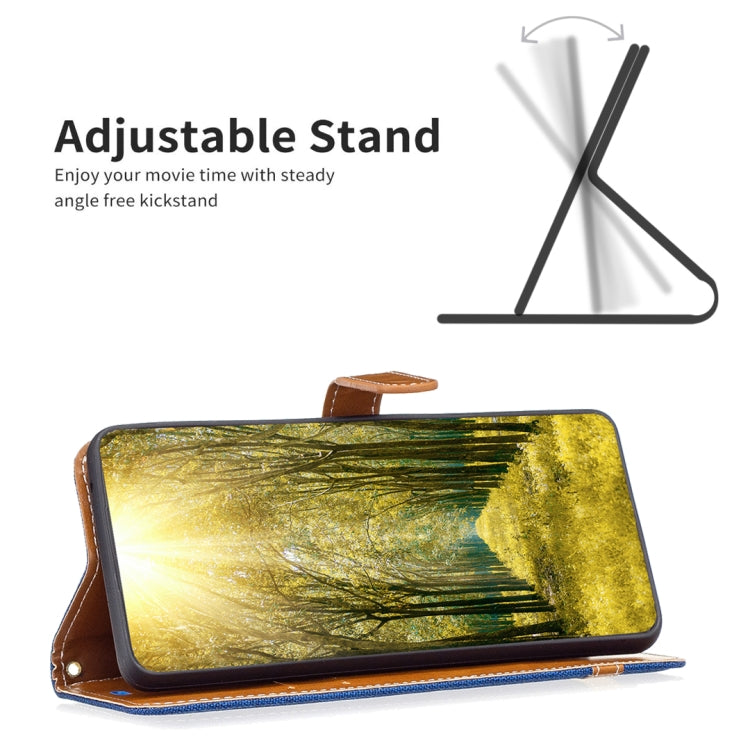For iPhone 15 Pro Max Color Block Denim Texture Leather Phone Case(Royal Blue) - HoMEdemic™ 