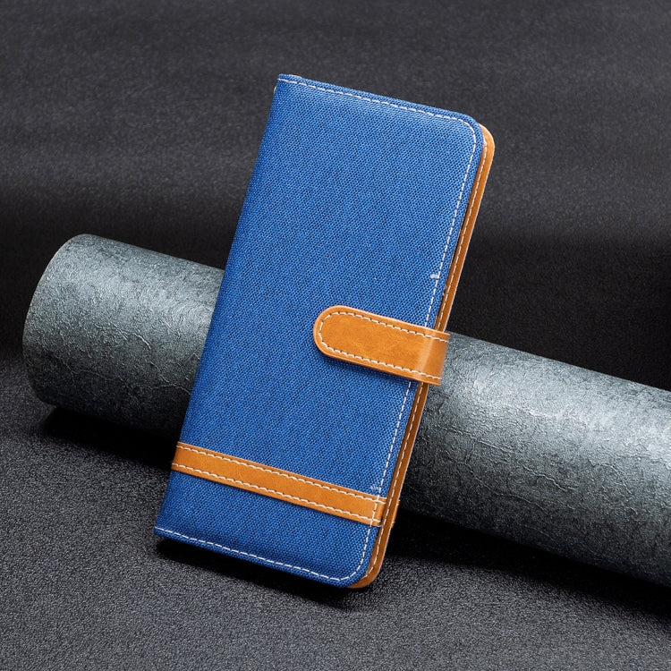 For iPhone 15 Pro Max Color Block Denim Texture Leather Phone Case(Royal Blue) - HoMEdemic™ 