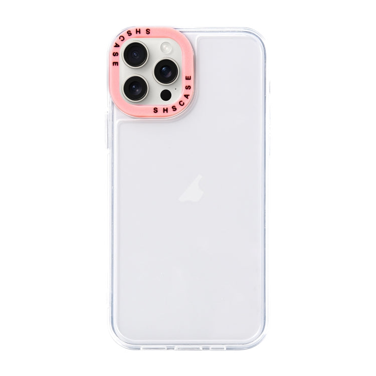 For iPhone 15 Pro Max Color Contrast Lens Frame Transparent TPU Phone Case(Transparent + Light Pink) - HoMEdemic™ 