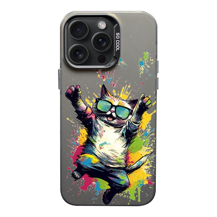For iPhone 15 Pro Max Color Ink Frosted PC+TPU Phone Case(Glasses Cat) - HoMEdemic™ 