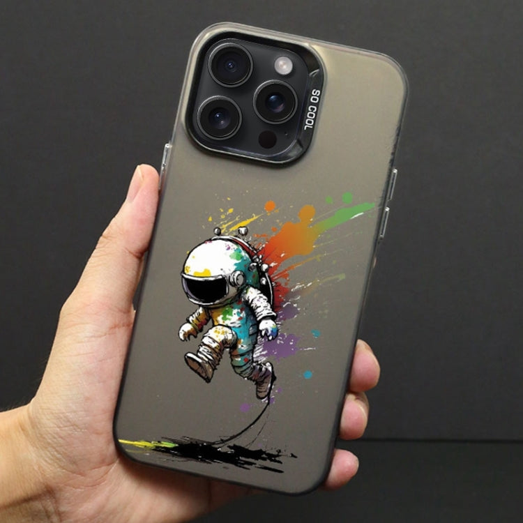 For iPhone 15 Pro Max Color Ink Frosted PC+TPU Phone Case(Running Astronaut) - HoMEdemic™ 