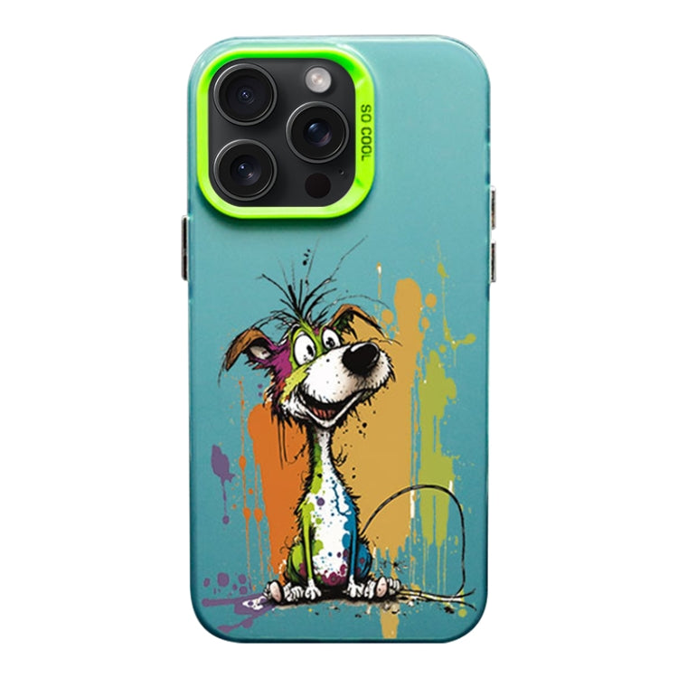 For iPhone 15 Pro Max Color Ink Frosted PC+TPU Phone Case(Silly Dog) - HoMEdemic™ 