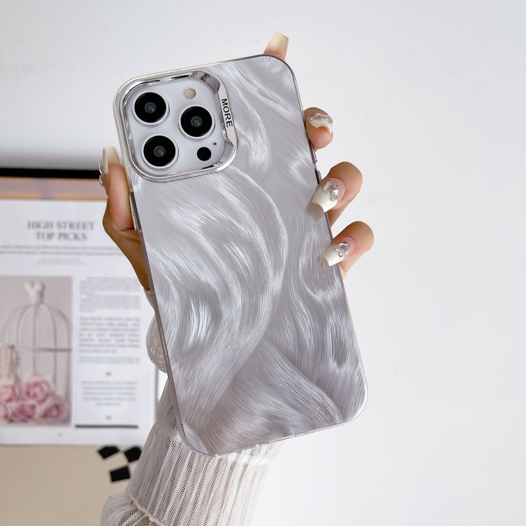 For iPhone 15 Pro Max Color Silver IMD Feather Pattern Shockproof Phone Case - HoMEdemic™ 