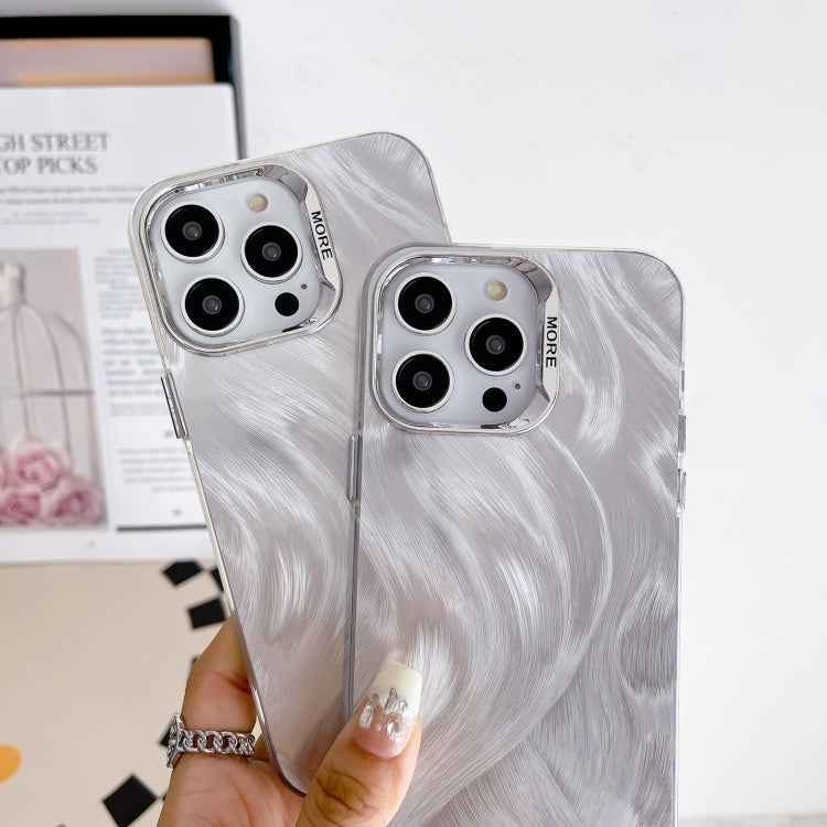 For iPhone 15 Pro Max Color Silver IMD Feather Pattern Shockproof Phone Case - HoMEdemic™ 