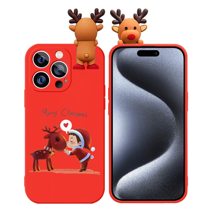 For iPhone 15 Pro Max Colored Drawing Deer Relief Doll Soft TPU Phone Case(Child and Deer) - HoMEdemic™ 