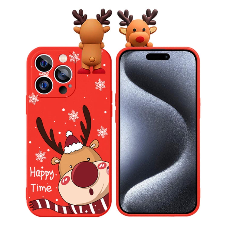 For iPhone 15 Pro Max Colored Drawing Deer Relief Doll Soft TPU Phone Case(Cute Elk) - HoMEdemic™ 