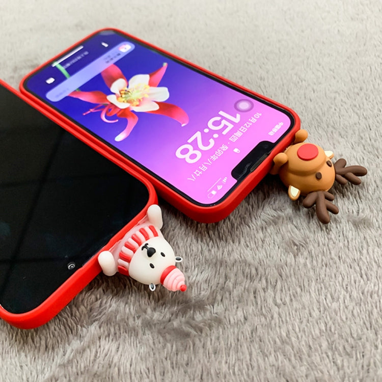 For iPhone 15 Pro Max Colored Drawing Deer Relief Doll Soft TPU Phone Case(Snowman and Deer) - HoMEdemic™ 