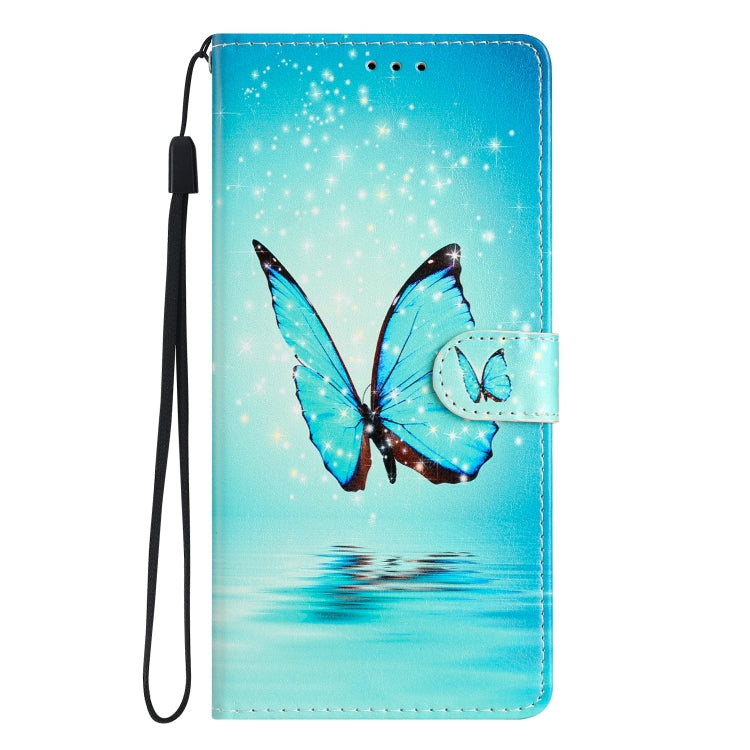 For iPhone 15 Pro Max Colored Drawing Leather Phone Case(Blue Butterfly) - HoMEdemic™ 