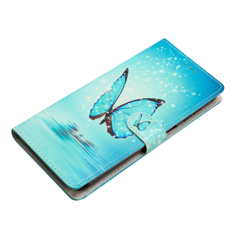 For iPhone 15 Pro Max Colored Drawing Leather Phone Case(Blue Butterfly) - HoMEdemic™ 