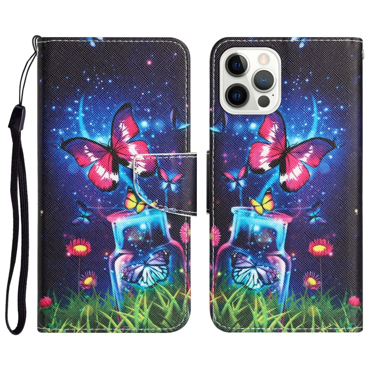 For iPhone 15 Pro Max Colored Drawing Leather Phone Case(Bottle Butterfly) - HoMEdemic™ 
