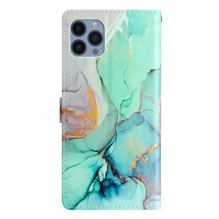 For iPhone 15 Pro Max Colored Drawing Leather Phone Case(Green Marble) - HoMEdemic™ 