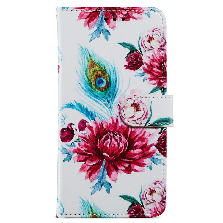 For iPhone 15 Pro Max Colored Drawing Leather Phone Case(Peacock Flower) - HoMEdemic™ 