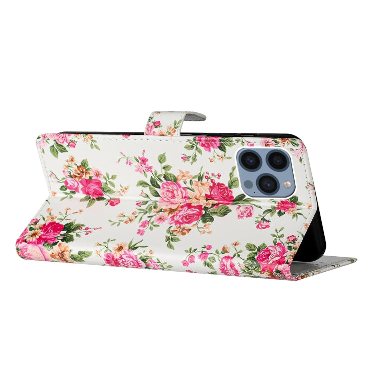 For iPhone 15 Pro Max Colored Drawing Leather Phone Case(Peonies) - HoMEdemic™ 
