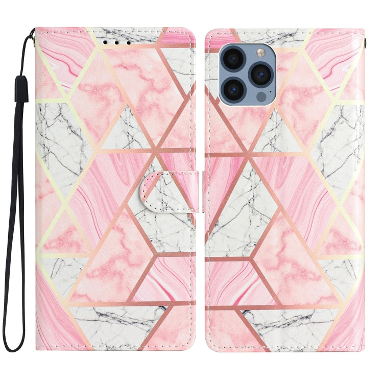 For iPhone 15 Pro Max Colored Drawing Leather Phone Case(Pink Marble) - HoMEdemic™ 