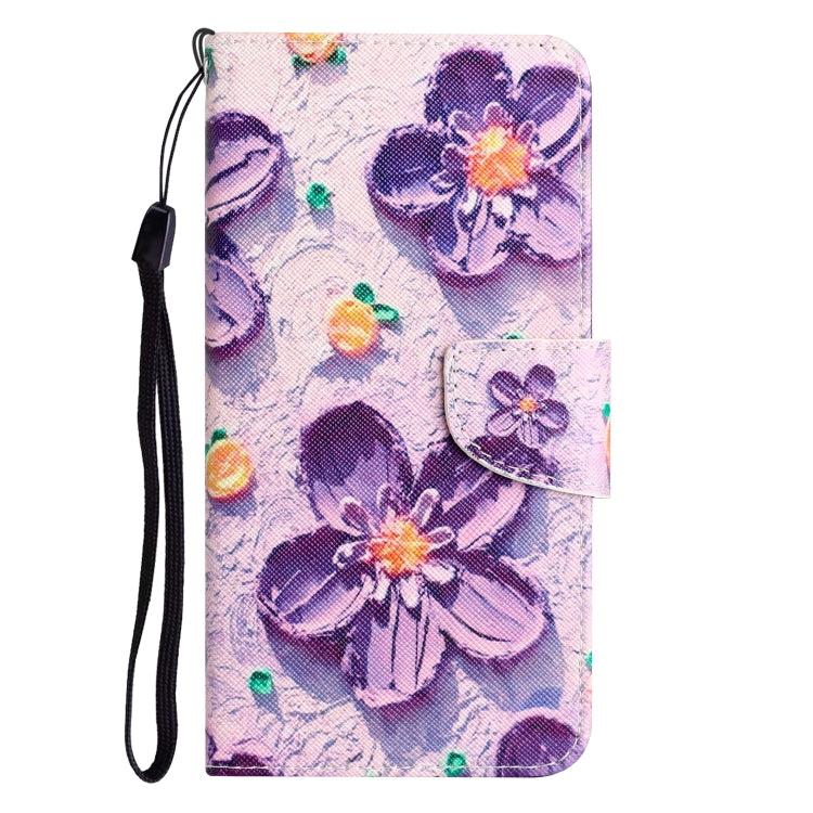 For iPhone 15 Pro Max Colored Drawing Leather Phone Case(Purple Flower) - HoMEdemic™ 