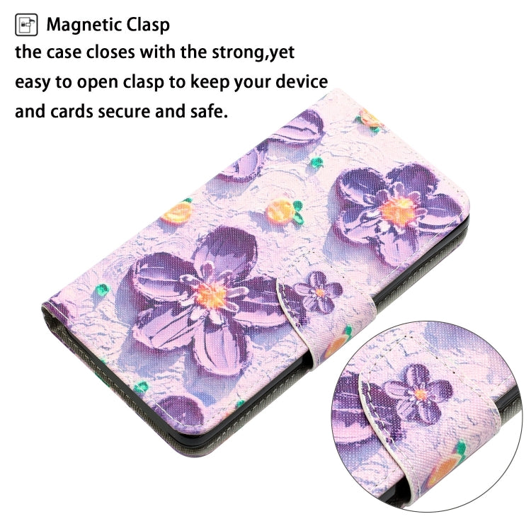 For iPhone 15 Pro Max Colored Drawing Leather Phone Case(Purple Flower) - HoMEdemic™ 