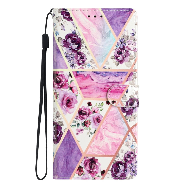 For iPhone 15 Pro Max Colored Drawing Leather Phone Case(Purple Marble) - HoMEdemic™ 