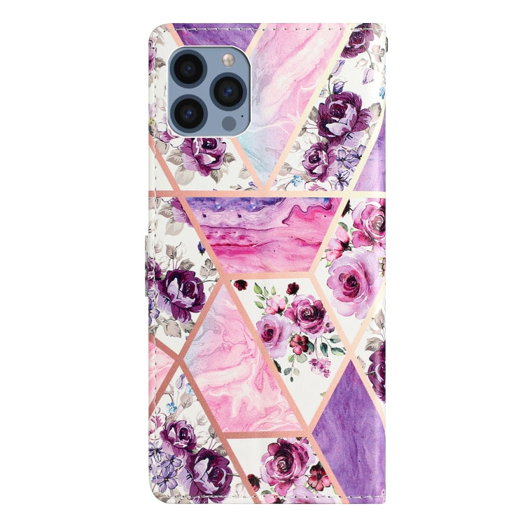 For iPhone 15 Pro Max Colored Drawing Leather Phone Case(Purple Marble) - HoMEdemic™ 