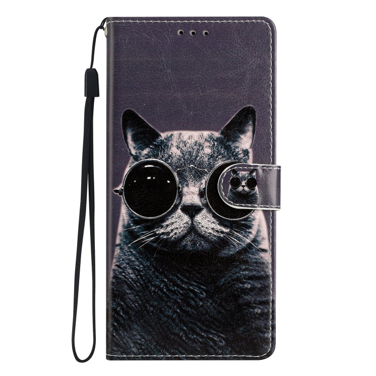 For iPhone 15 Pro Max Colored Drawing Leather Phone Case(Sunglasses Cat) - HoMEdemic™ 
