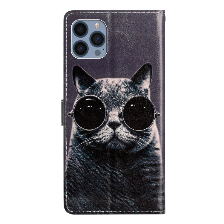 For iPhone 15 Pro Max Colored Drawing Leather Phone Case(Sunglasses Cat) - HoMEdemic™ 