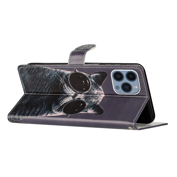 For iPhone 15 Pro Max Colored Drawing Leather Phone Case(Sunglasses Cat) - HoMEdemic™ 