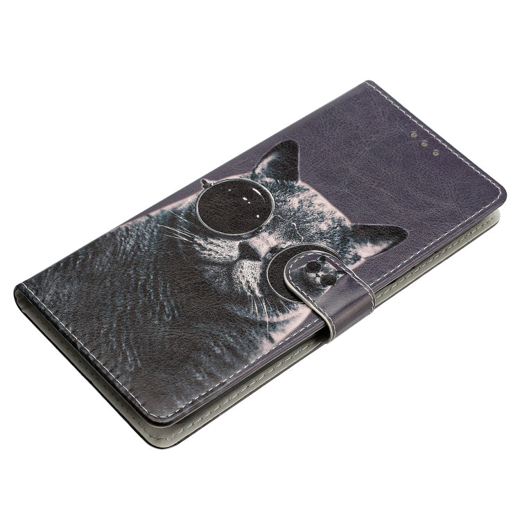 For iPhone 15 Pro Max Colored Drawing Leather Phone Case(Sunglasses Cat) - HoMEdemic™ 