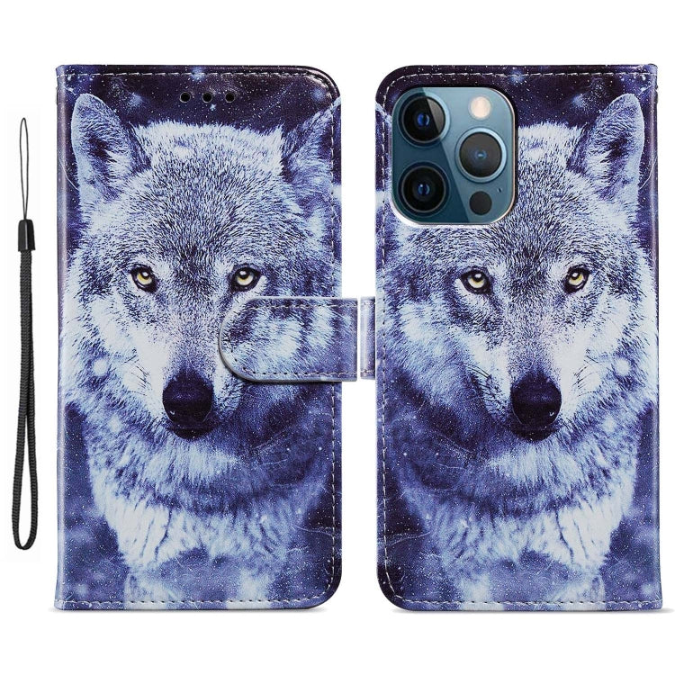 For iPhone 15 Pro Max Colored Drawing Leather Phone Case(White Wolf) - HoMEdemic™ 