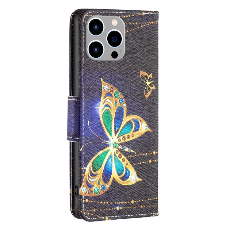 For iPhone 15 Pro Max Colored Drawing Pattern Flip Leather Phone Case(Big Butterfly) - HoMEdemic™ 