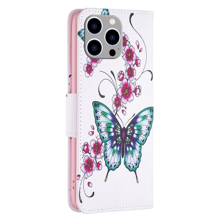 For iPhone 15 Pro Max Colored Drawing Pattern Flip Leather Phone Case(Flowers Butterfly) - HoMEdemic™ 