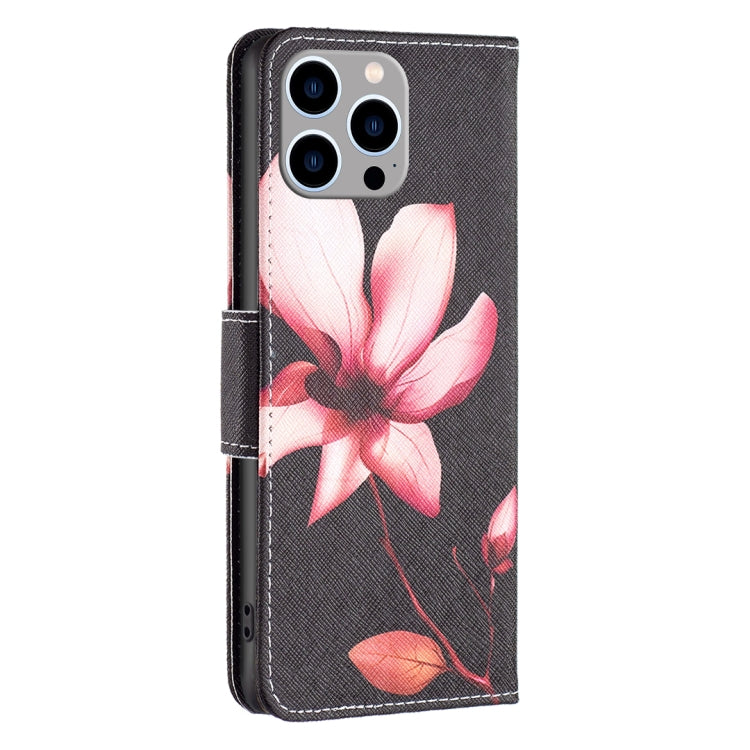 For iPhone 15 Pro Max Colored Drawing Pattern Flip Leather Phone Case(Lotus) - HoMEdemic™ 