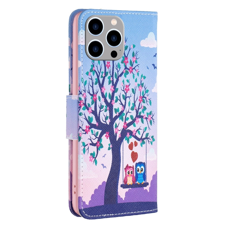 For iPhone 15 Pro Max Colored Drawing Pattern Flip Leather Phone Case(Owl) - HoMEdemic™ 