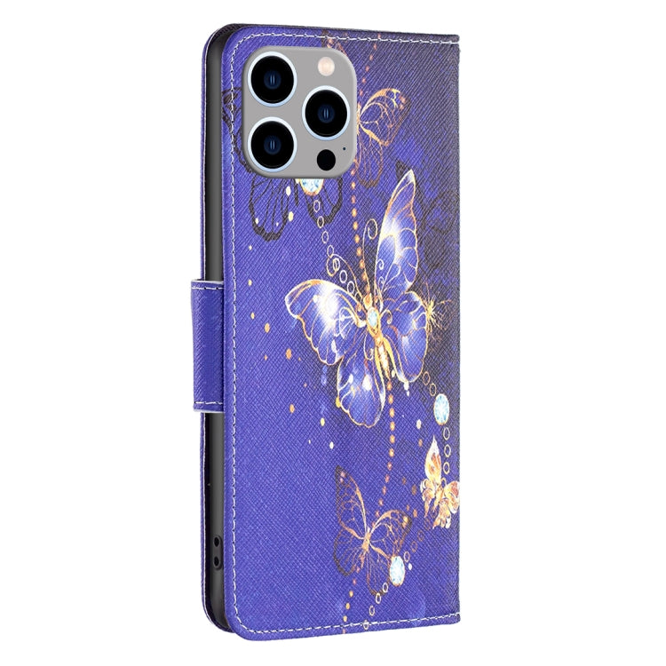 For iPhone 15 Pro Max Colored Drawing Pattern Flip Leather Phone Case(Purple Butterfly) - HoMEdemic™ 