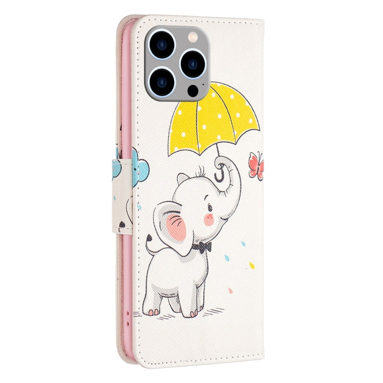 For iPhone 15 Pro Max Colored Drawing Pattern Flip Leather Phone Case(Umbrella Elephant) - HoMEdemic™ 