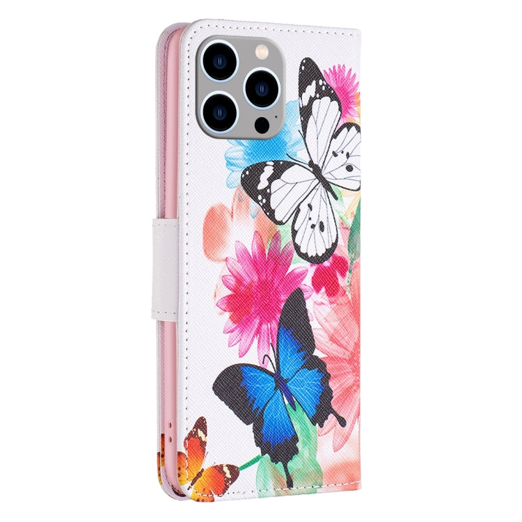 For iPhone 15 Pro Max Colored Drawing Pattern Leather Phone Case(Butterflies) - HoMEdemic™ 