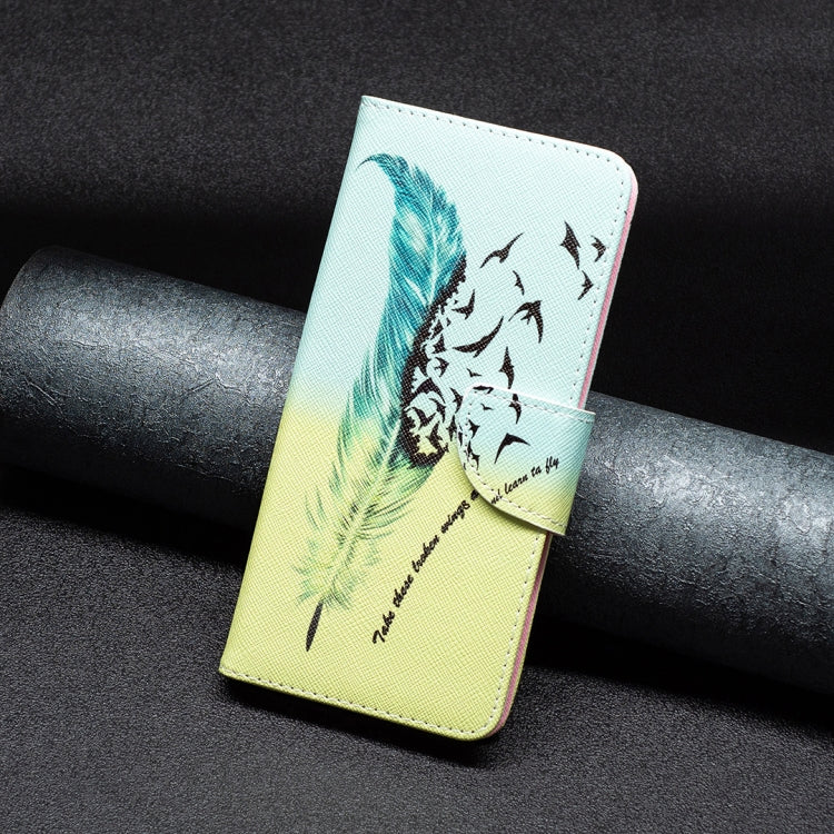 For iPhone 15 Pro Max Colored Drawing Pattern Leather Phone Case(Feather) - HoMEdemic™ 