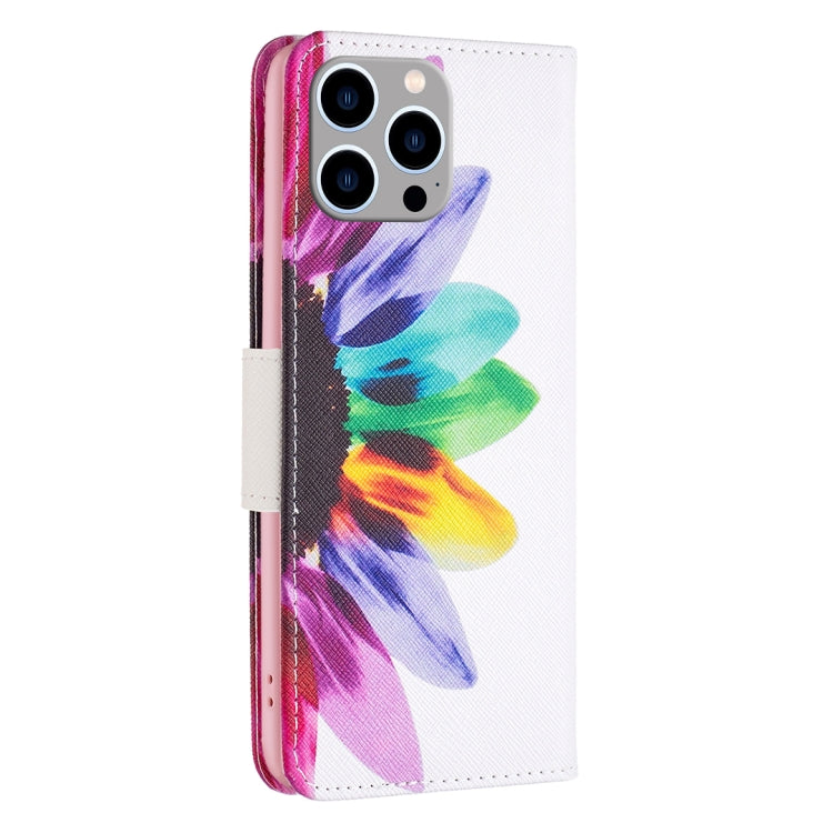 For iPhone 15 Pro Max Colored Drawing Pattern Leather Phone Case(Sun Flower) - HoMEdemic™ 