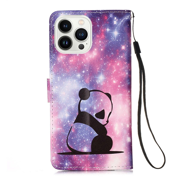 For iPhone 15 Pro Max Colored Drawing Pattern Plain Weave Leather Phone Case(Baby Panda) - HoMEdemic™ 