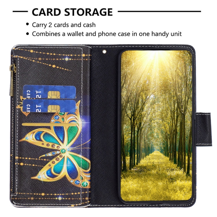 For iPhone 15 Pro Max Colored Drawing Pattern Zipper Phone Leather Case(Big Butterfly) - HoMEdemic™ 