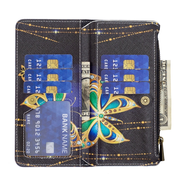 For iPhone 15 Pro Max Colored Drawing Pattern Zipper Phone Leather Case(Big Butterfly) - HoMEdemic™ 