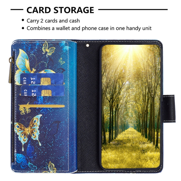 For iPhone 15 Pro Max Colored Drawing Pattern Zipper Phone Leather Case(Gold Butterfly) - HoMEdemic™ 