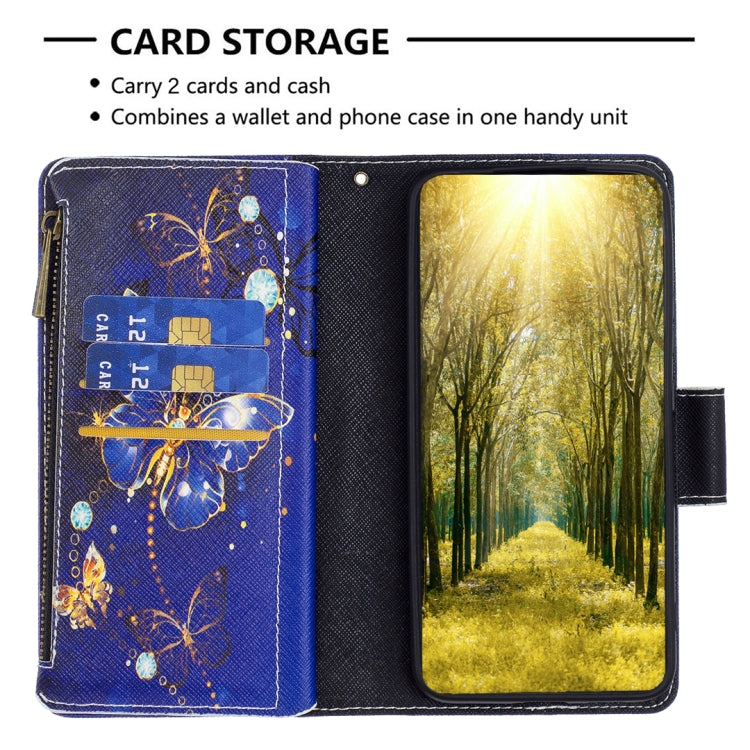 For iPhone 15 Pro Max Colored Drawing Pattern Zipper Phone Leather Case(Purple Butterfly) - HoMEdemic™ 