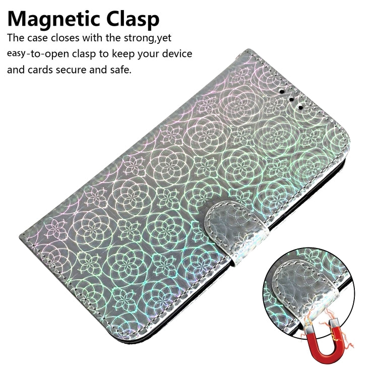 For iPhone 15 Pro Max Colorful Magnetic Buckle Leather Phone Case(Silver) - HoMEdemic™ 