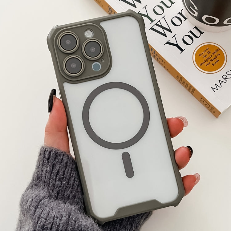 For iPhone 15 Pro Max Colorful Two-Color Lens Film MagSafe Magnetic Horn Acrylic+TPU Case(Grey) - HoMEdemic™ 