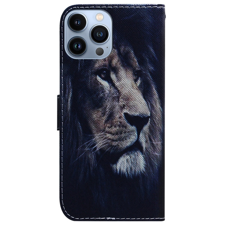 For iPhone 15 Pro Max Coloured Drawing Flip Leather Phone Case(Lion) - HoMEdemic™ 