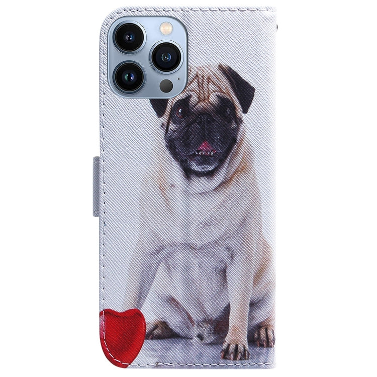 For iPhone 15 Pro Max Coloured Drawing Flip Leather Phone Case(Pug) - HoMEdemic™ 