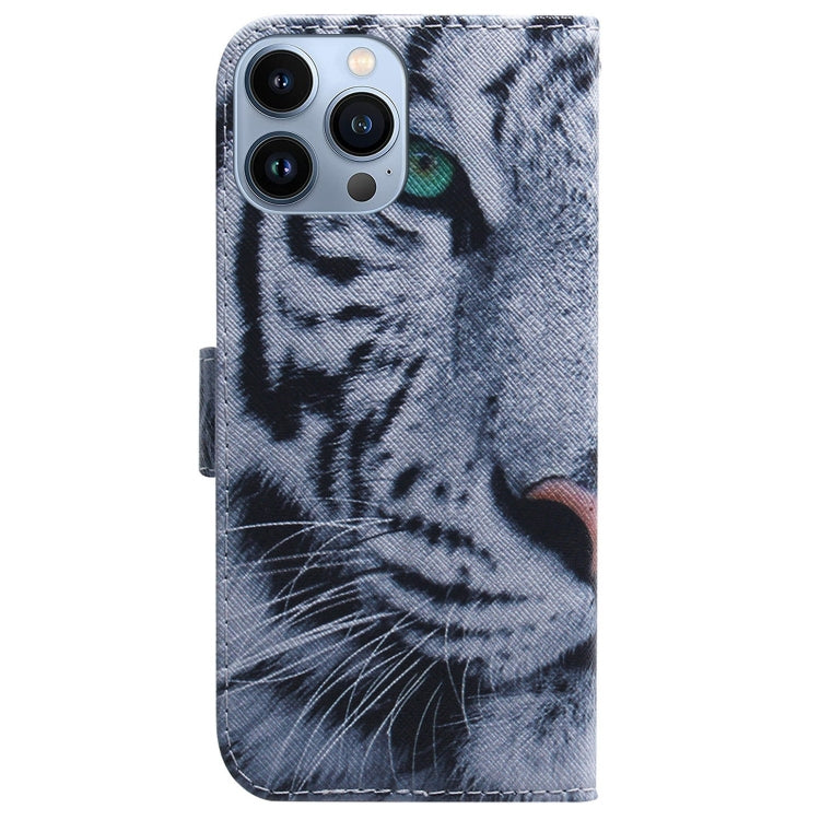 For iPhone 15 Pro Max Coloured Drawing Flip Leather Phone Case(Tiger) - HoMEdemic™ 