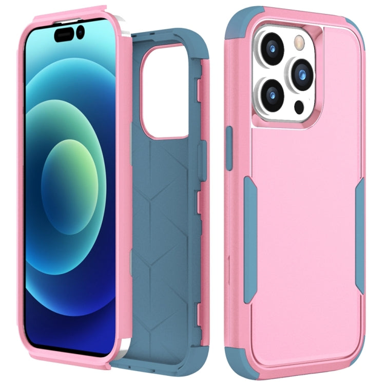 For iPhone 15 Pro Max Commuter Shockproof TPU + PC Phone Case(Pink+Grey Green) - HoMEdemic™ 