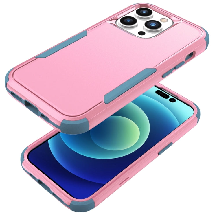 For iPhone 15 Pro Max Commuter Shockproof TPU + PC Phone Case(Pink+Grey Green) - HoMEdemic™ 