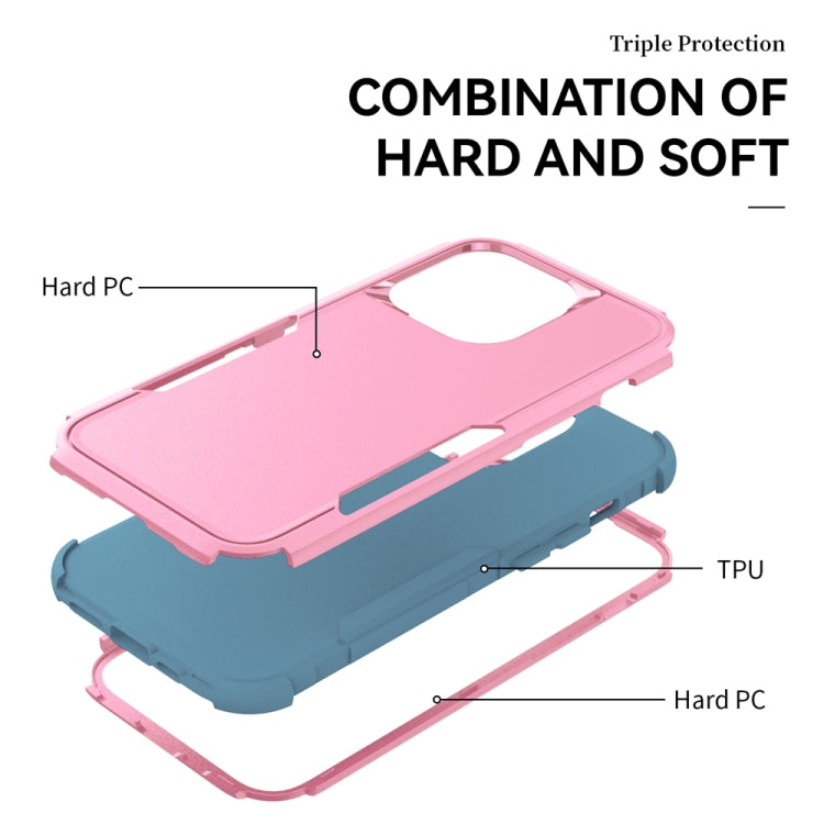 For iPhone 15 Pro Max Commuter Shockproof TPU + PC Phone Case(Pink+Grey Green) - HoMEdemic™ 