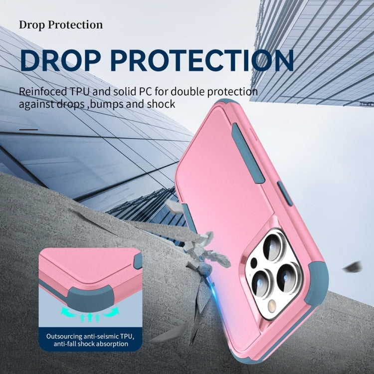For iPhone 15 Pro Max Commuter Shockproof TPU + PC Phone Case(Pink+Grey Green) - HoMEdemic™ 